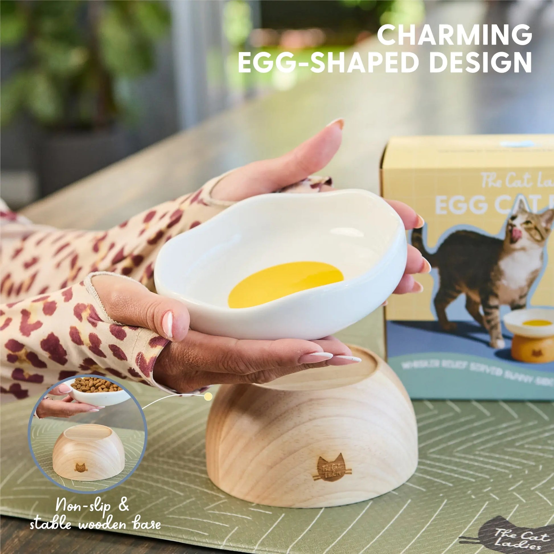 Elevated Egg-Shaped Cat Bowl