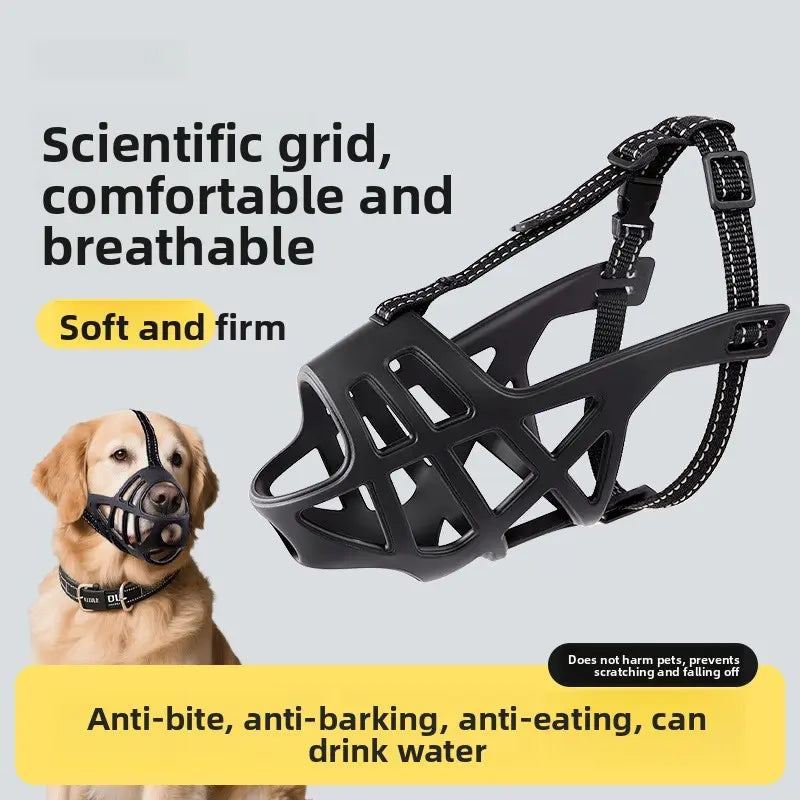 Adjustable Reflective Dog Muzzle - Breathable Anti-Bite and Anti-Bark Solution for Dogs of All Sizes